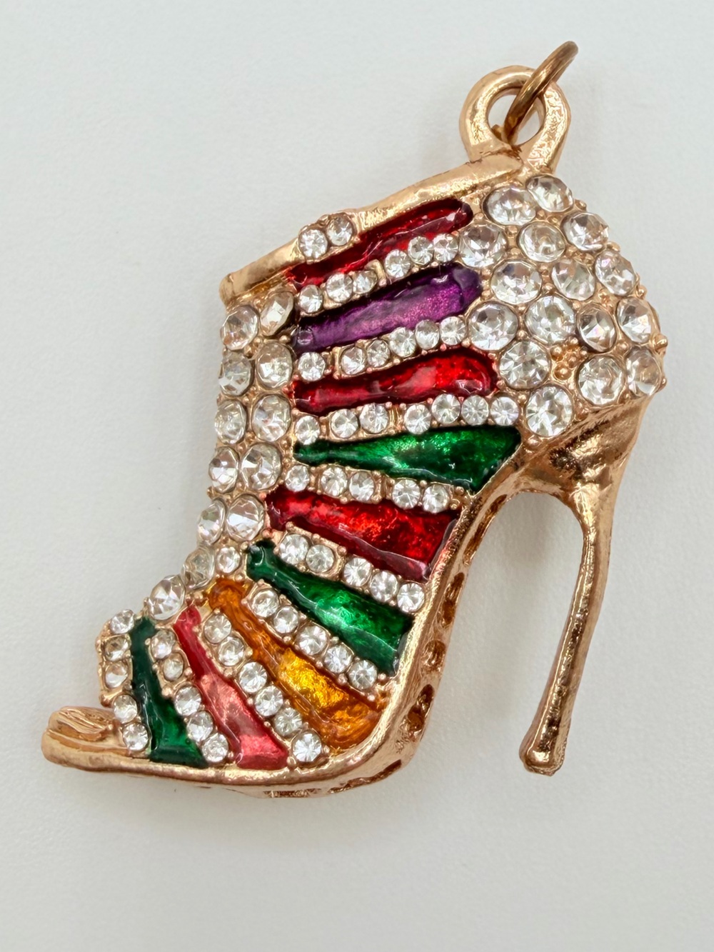 Large Multicolour Enamel & Rhinestone High Heel Pendant